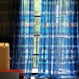 力卜自制原创设计师扎染家居客厅卧室复古中古风都市窗帘纱帘门帘