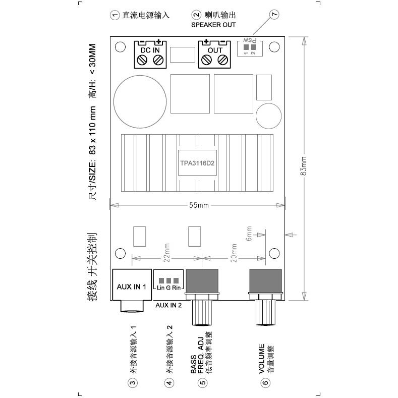 低音超低音功放板12-24VDHB大功成品板TP炮3116数字率小A功放板