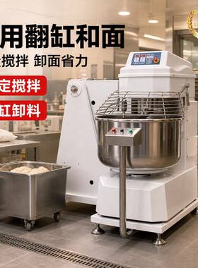 双动双速翻缸和面机商用立式螺旋打面机面包房大容量揉面设备