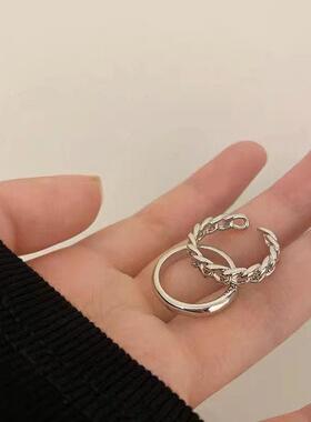 冷淡风链条戒指女小众设计感轻奢时尚个性简约食指开口戒指环