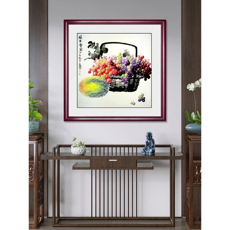 新中式石榴图挂画餐厅饭厅厨房挂画硕果累累玄关装饰画客厅墙壁画