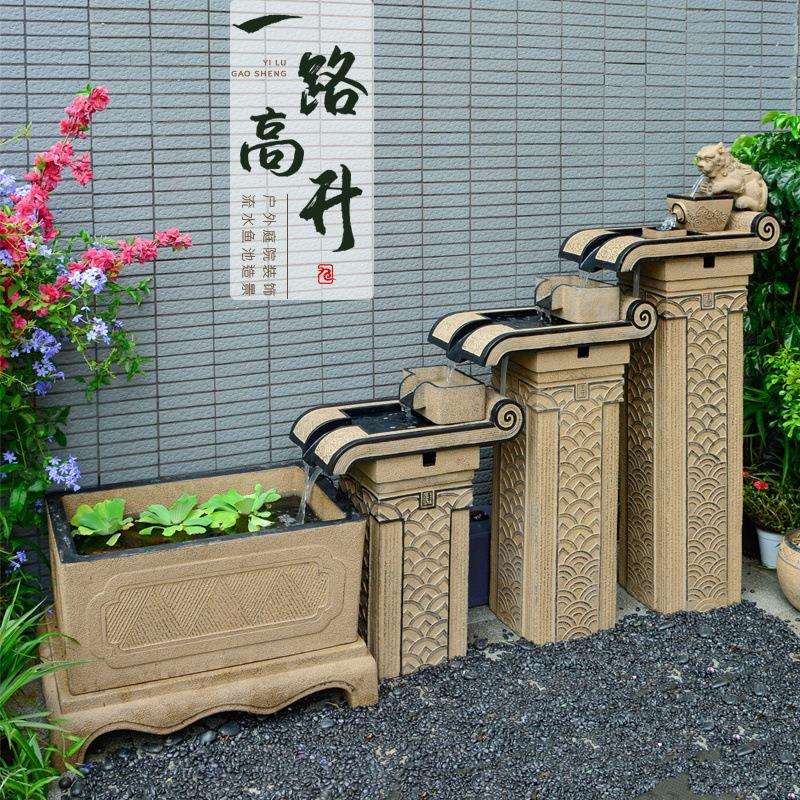 户外流水摆件循环水池造景观装饰鱼缸阳台庭院鱼池室外花园喷泉水
