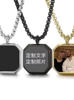 跨境热显像变色照片个性化定 制不锈钢项链男女纪念品圣诞节礼物