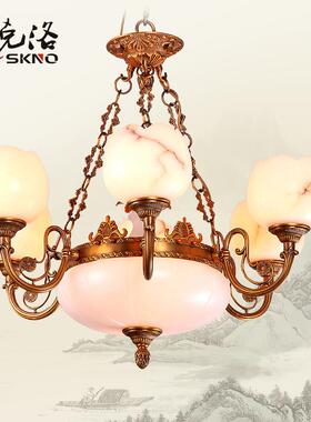 厂家直销新中式全铜天然云石LED吊灯客厅灯餐厅书房家居装饰吊灯