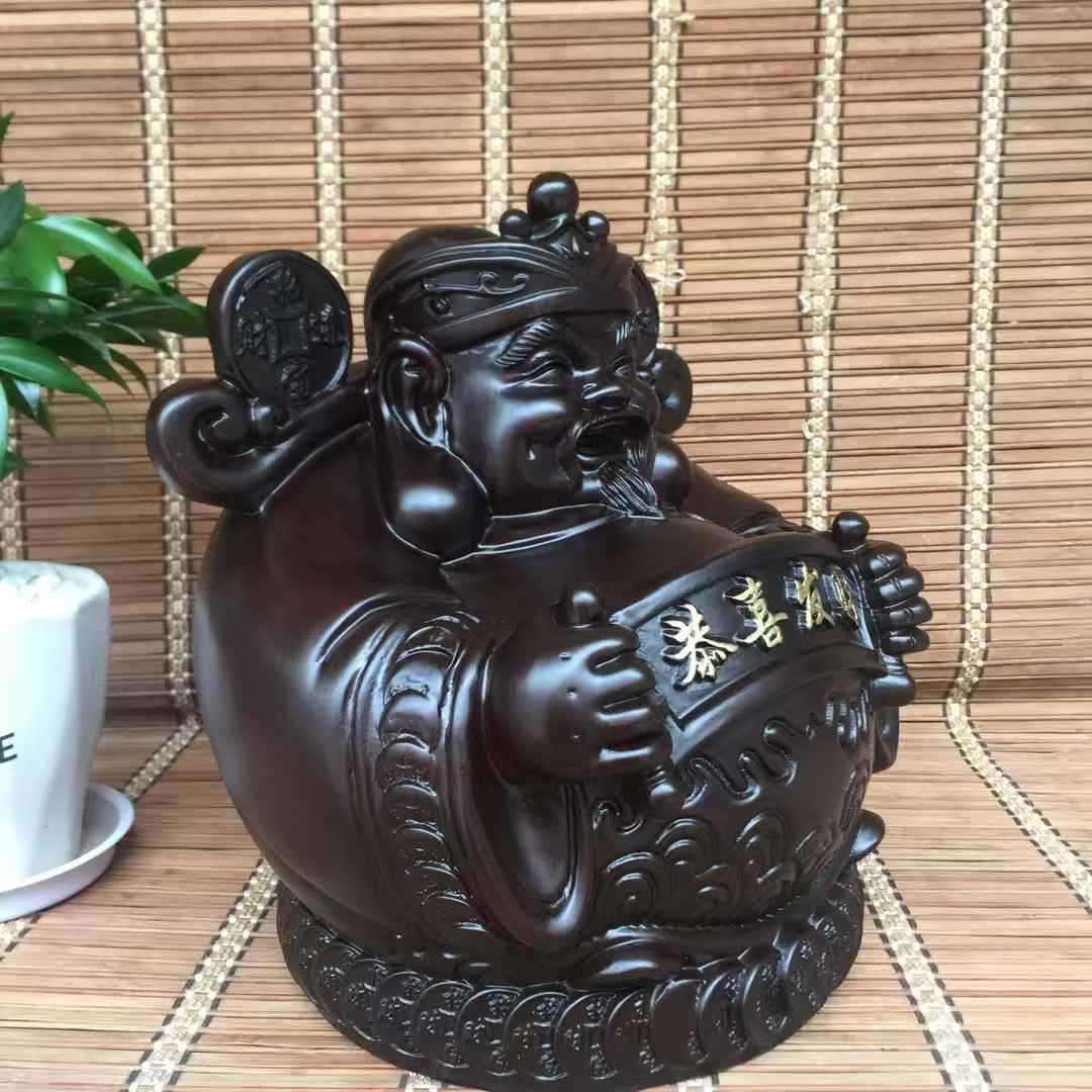 黑檀木雕财神爷恭喜发财工艺收藏摆件家居店铺办公室招财供奉神像