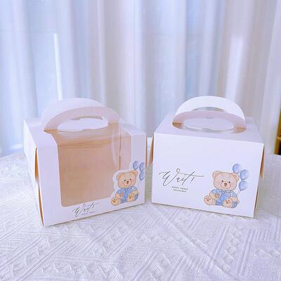 4寸蛋糕盒子四寸开窗手提烘焙盒网红甜品盒四/六寸加高加厚一体盒