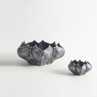 陶瓷盆花瓶简约样板间杨桃型插花器玄关餐桌工艺品售楼处软装 饰品