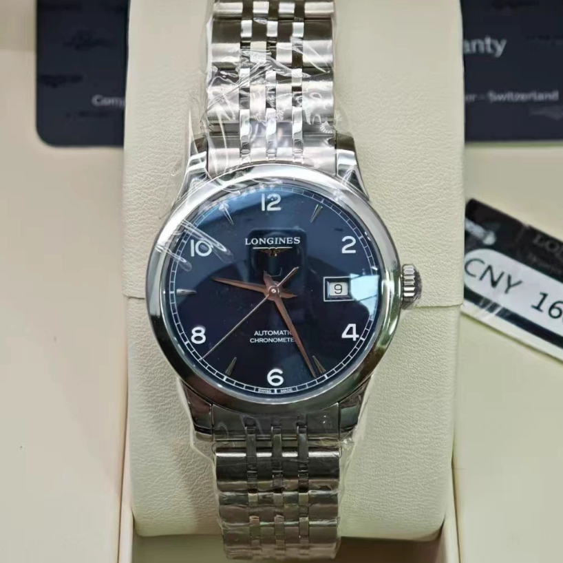 新款盒证9.8新 浪琴开创者精钢自动机械30MM女表L2.321.4.96.6