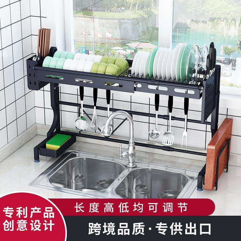 可伸缩厨房置物架沥水碗架不锈钢水池碗碟收纳架滤水架碗筷餐具