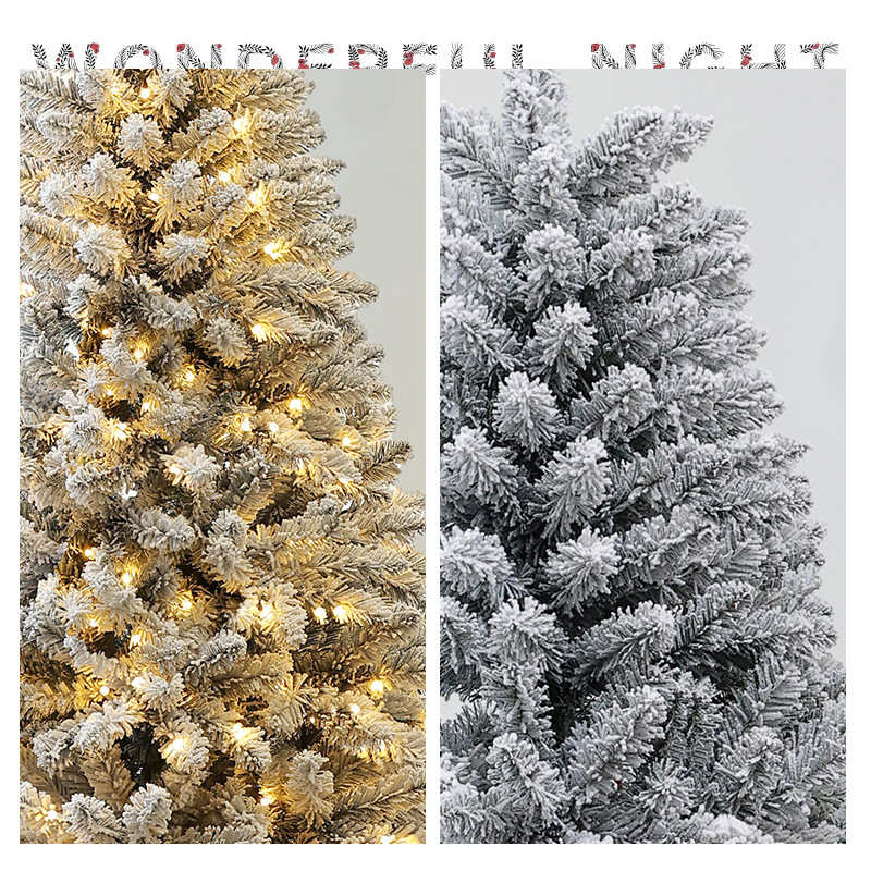 热卖聖誕樹松针落雪植绒折叠白色大型圣诞树带灯圣诞节装饰品