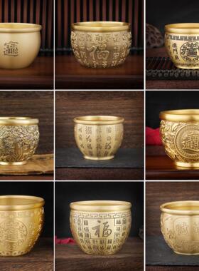 【厂家直供】黄铜米缸家居摆件黄铜聚宝盆摆件黄铜百福缸对联缸