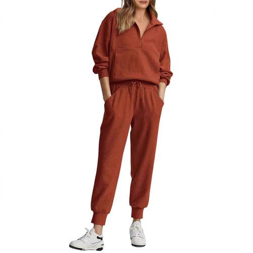 Womens Fashion Plus Size 2-Piece Half-Zip Long Sleeve