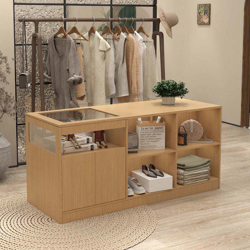 服装女装店中岛台玻璃流水台饰品摆件展示桌小型店铺展示柜收纳柜