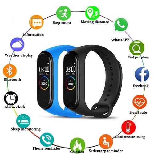 Band M4 Smart Watch Men Women Bluetooth Heart Rate Blood Pre