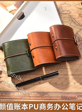 A9牛皮口袋本小巧记录本复古活页笔记本本子可拆卸活页商务办公
