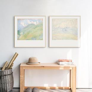 日系原木风装饰画治愈系春暖花开风景卧室客餐厅正方奶油系形挂画