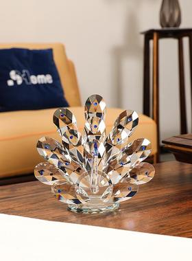 高档水孔生日结婚乔迁礼物客厅晶酒柜办室礼品摆件创意公雀家居装