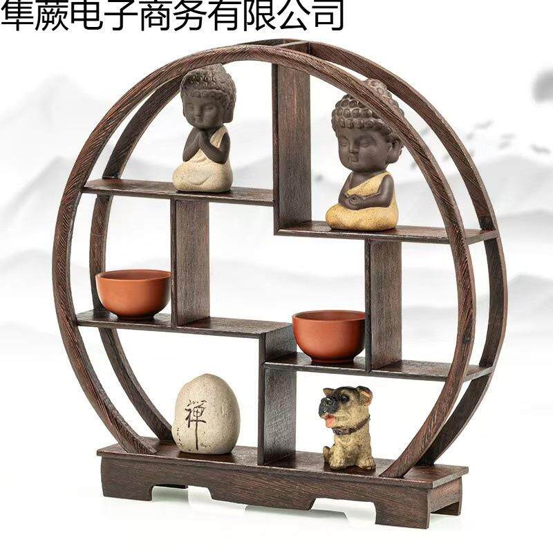 仿古实木JFU中式具鸡翅木博古小架茶茶壶上展示架桌茶架子置物架
