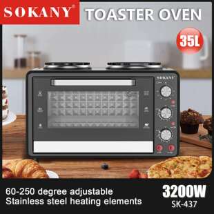 跨境Sokany437家用电烤箱35L大容量烤箱烘焙蛋挞多功能烤箱Oven