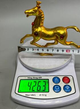 复古锌金金鎏镶石马合踏飞燕宝摆件金属工艺品文创市集古玩202509