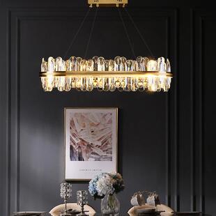 新网红意轻款 奢L创ED水晶吊灯后现代大气圆客形厅餐厅卧室HX9907