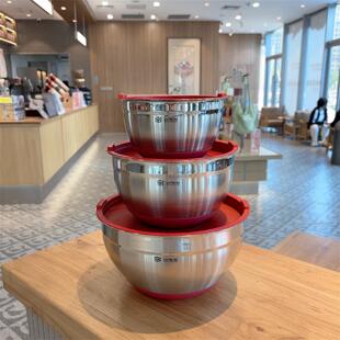 出口英国防滑18 面盆保鲜 10不锈钢盆304沙拉碗搅拌凉菜打蛋和面