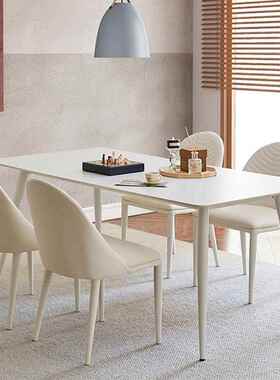 奶油风岩板餐TL004桌简约小户岩型餐客厅桌子子家用长方形桌板饭