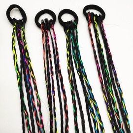 彩色脏脏辫头绳编发彩绳发丝编头发，的发绳纤维，假发小辫子发带头饰