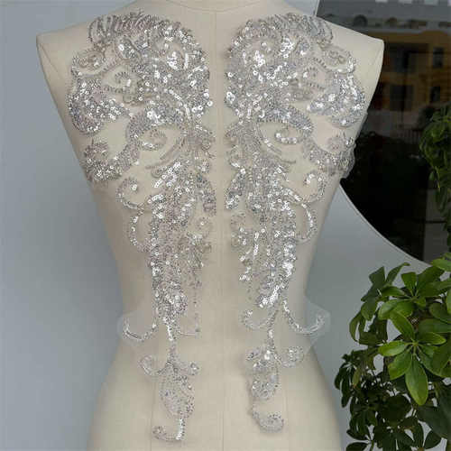 钉珠刺绣蕾丝花朵婚纱礼服童装diy贴花花边花片材料服装一对ZH119