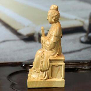 黄杨木雕泰山奶奶碧霞元 君泰山圣母像雕像摆件家居饰品工艺品