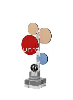 现代创意五彩圆圈透明摆件样板房间客厅家居电视柜办公室软装饰品