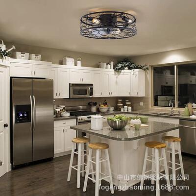 美式风扇工业风吸顶灯风扇商吊灯复古吊扇餐用电风扇厅风FG6521灯