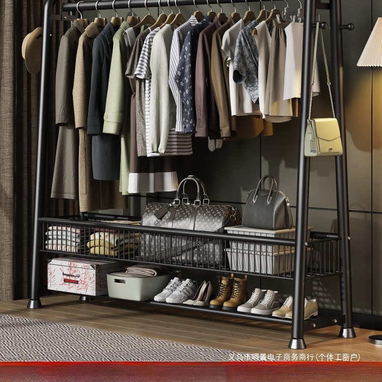 简易衣帽架可移动晾衣架落地室内房间挂衣架子家用卧室衣服收纳架