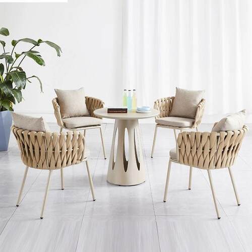 铸L-003铝户外椅室外椅欧子休闲椅庭院桌编式简绳约铸铝桌椅组合