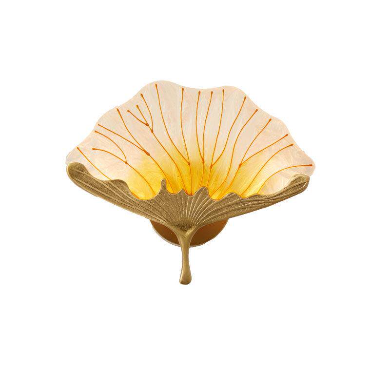 意大利银杏叶壁灯卧室2024新款设计师高级感全铜客厅轻奢墙灯