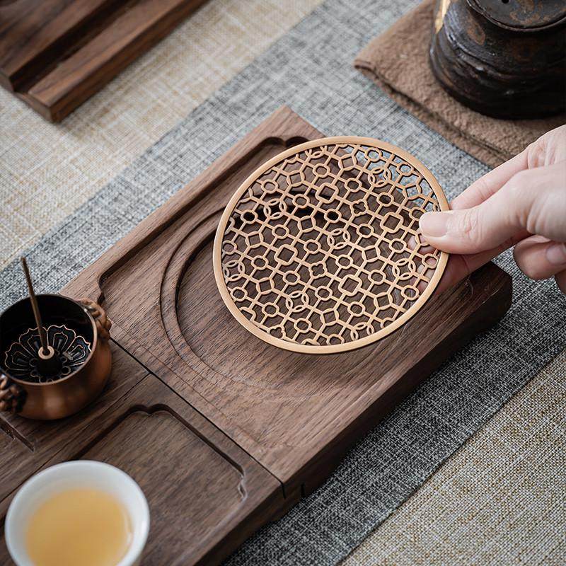 北美胡桃木组合干泡盘现代简约三合一新中式茶道实木壶承茶杯架子,餐饮具,茶道/香炉,淘宝优惠券,粉丝福利购,淘宝优惠卷