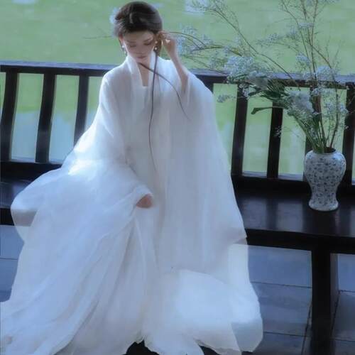白色魏晋风汉服2026新款仙气飘飘洋装古风绝美演出服古装一整套