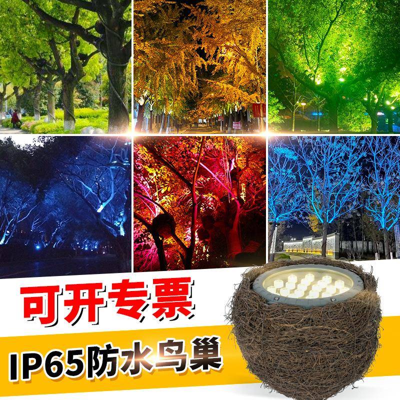 led投光灯射灯户外防水照树灯景观灯绿化庭院花园七彩鸟巢鸟窝灯