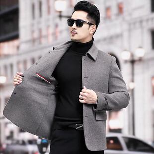 男式 PP秋冬手工面呢羊务毛领翻夹双克商休闲羊毛呢加厚 夹克3313