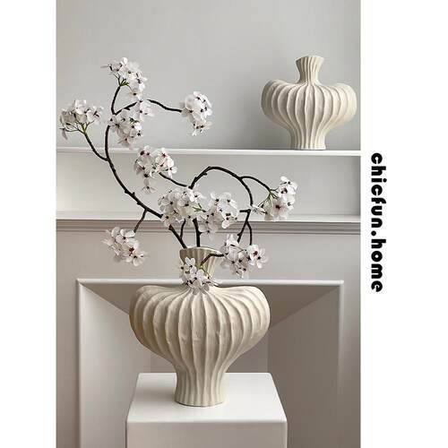 花瓶摆件客厅法式陶瓷轻奢高级感侘寂风黑色小众玄关干花覆古软装