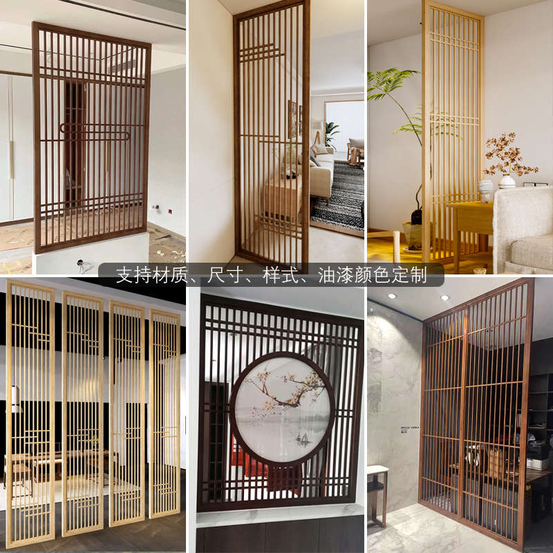 东阳木雕仿古门窗中式隔断屏风背景墙装饰玄关镂空雕花板实木花格
