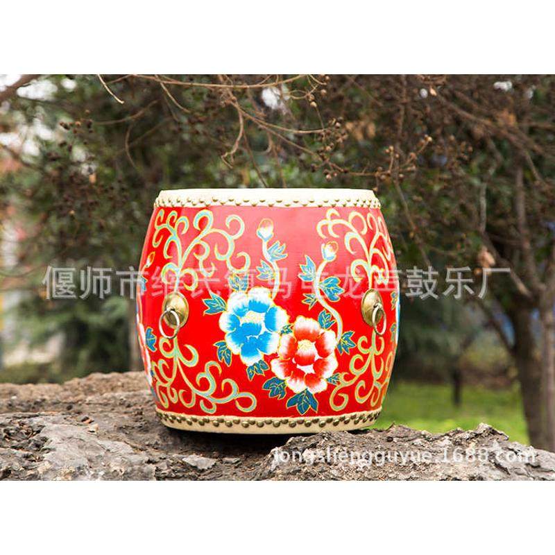 手绘牛皮鼓凳彩绘实木圆凳梳妆凳换鞋凳中式古典家具创意凳墩