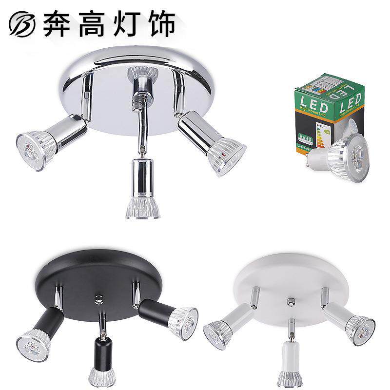 新款直销新款直销跨境圆形3头吸顶射灯led天花橱柜明装镜前可调节