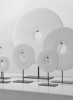 简约创意玉璧新中式摆件饰品家居摆设现代玄关超值软装搭配样板房