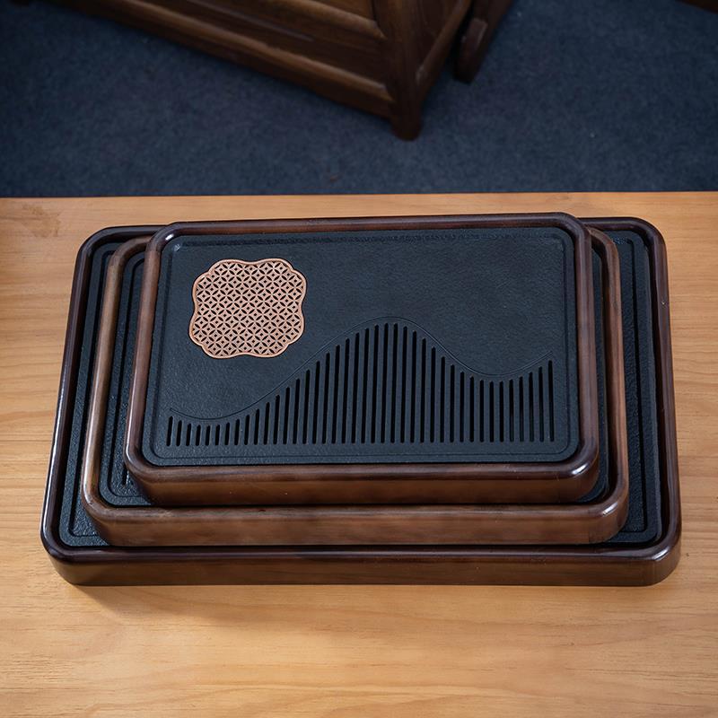 柯木茶盘功夫茶具乌金磁石茶盘小型家用客厅中式茶台沥水茶托盘