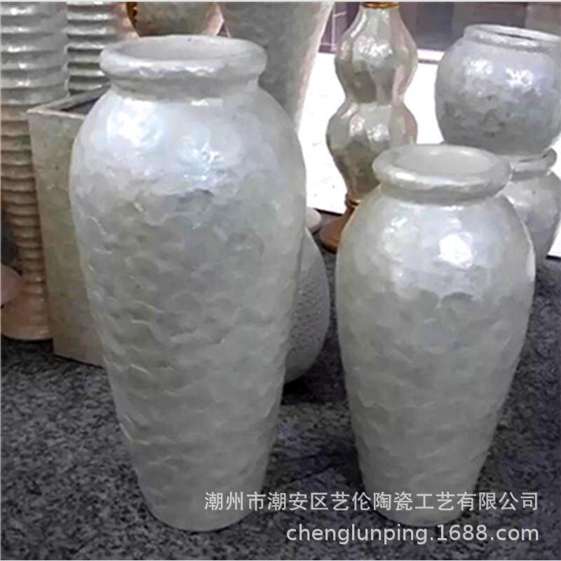 玻璃钢贝壳落地花器干花插花花坛客厅酒店现代装饰品摆件大花瓶