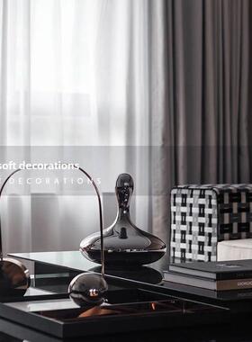 现代简约极简银色水滴电镀花器花瓶摆件客厅样板房售楼处软装饰品