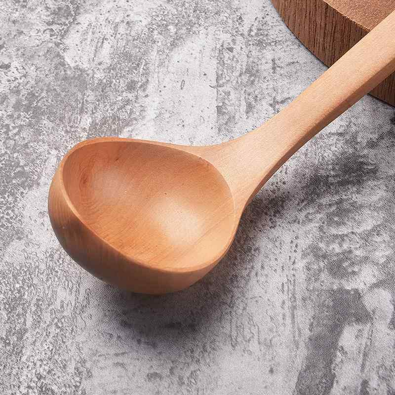 手工日式长柄木勺木头勺子汤勺粥勺大号创意挂钩家用火锅大汤匙