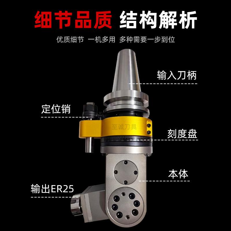 ER25万向角度头BT40侧铣头加工中心BT50万向角度头ER32龙门侧铣头图片