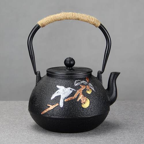 1200ml精美新中式烧水泡茶家用铸铁手工养生铁壶茶壶摆件饰品
